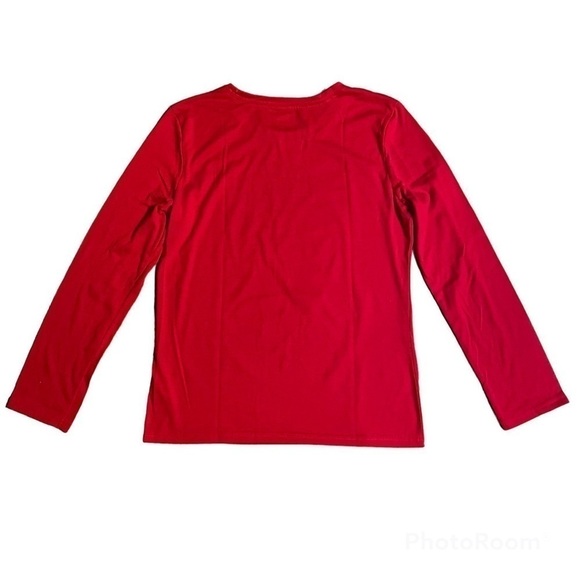 Justice Christmas Reindeer Long Sleeve Red Graphic Tee Size 20 - Picture 2 of 5